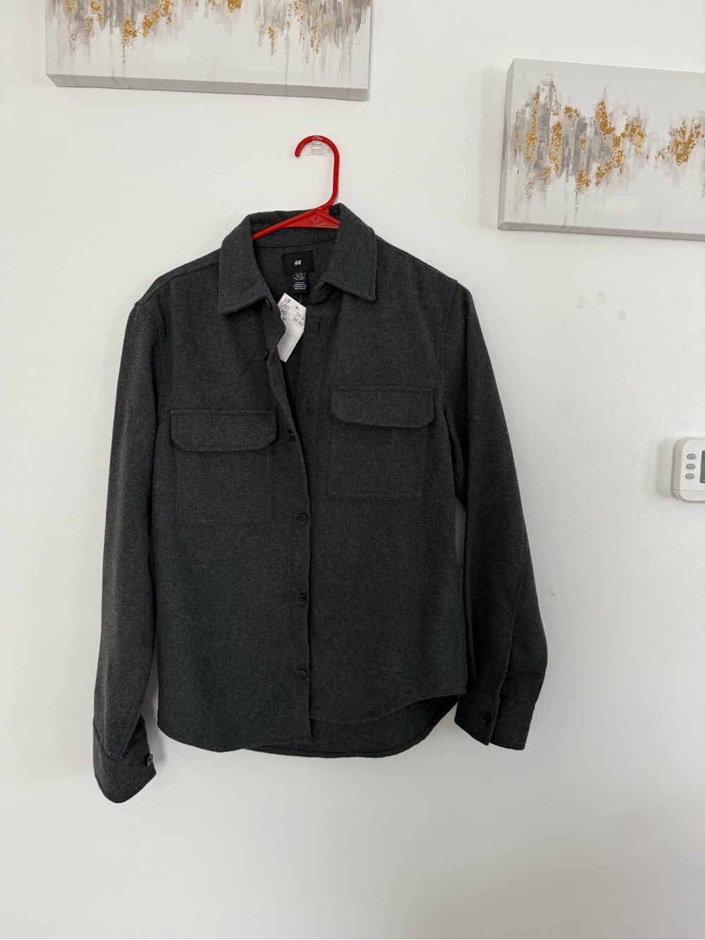 H&M Charcoal Button-Front Shirt Jacket
